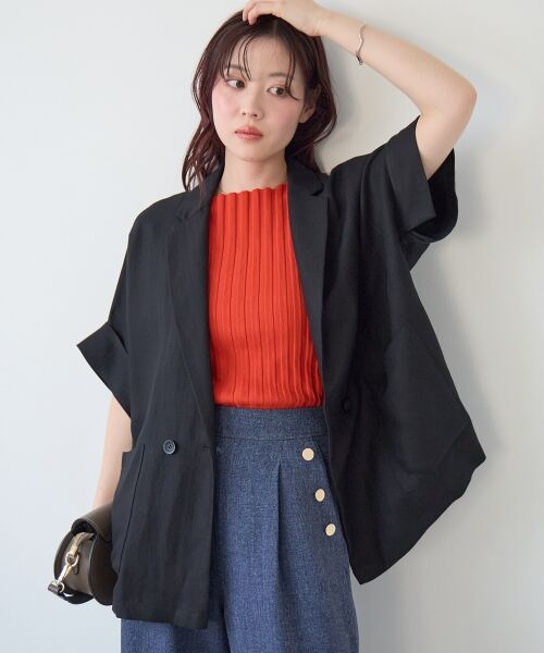 le.coeur blanc / ルクールブラン テーラードジャケット | タンブラーハーフスリーブテーラードジャケット（ブラック）