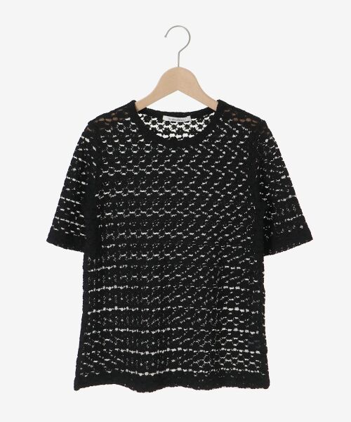 le.coeur blanc / ルクールブラン カットソー | 《WEB限定アイテム》ストレッチレースハーフスリーブプルオーバー | 詳細1