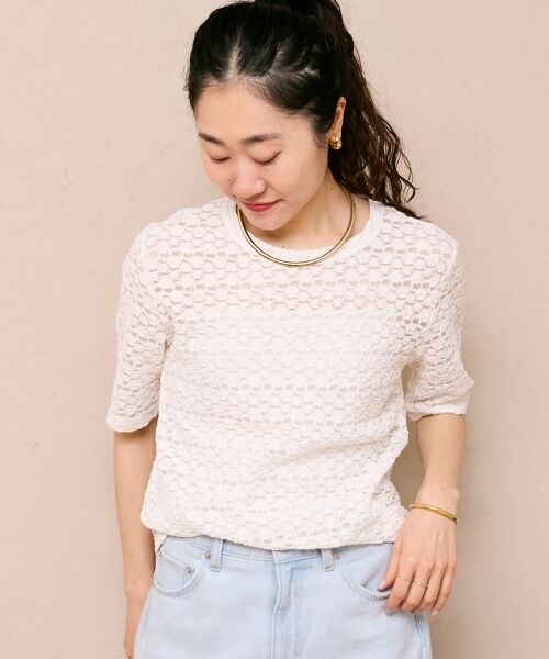 le.coeur blanc / ルクールブラン カットソー | 《WEB限定アイテム》ストレッチレースハーフスリーブプルオーバー | 詳細15