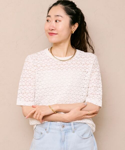 le.coeur blanc / ルクールブラン カットソー | 《WEB限定アイテム》ストレッチレースハーフスリーブプルオーバー | 詳細18