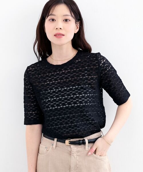 le.coeur blanc / ルクールブラン カットソー | 《WEB限定アイテム》ストレッチレースハーフスリーブプルオーバー | 詳細2