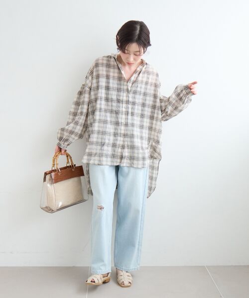 le.coeur blanc / ルクールブラン シャツ・ブラウス | 《WEB限定アイテム》シアーガーゼバックギャザーチェックシャツ | 詳細10