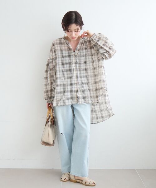 le.coeur blanc / ルクールブラン シャツ・ブラウス | 《WEB限定アイテム》シアーガーゼバックギャザーチェックシャツ | 詳細11