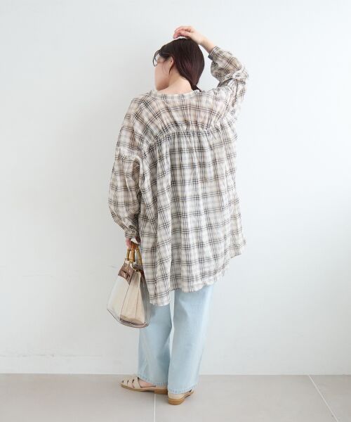 le.coeur blanc / ルクールブラン シャツ・ブラウス | 《WEB限定アイテム》シアーガーゼバックギャザーチェックシャツ | 詳細14