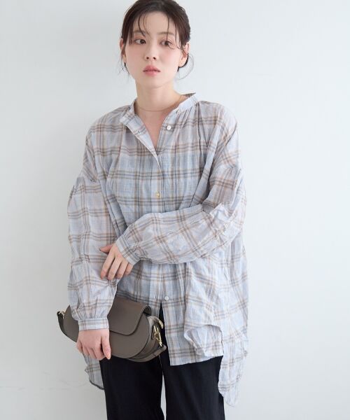 le.coeur blanc / ルクールブラン シャツ・ブラウス | 《WEB限定アイテム》シアーガーゼバックギャザーチェックシャツ | 詳細16