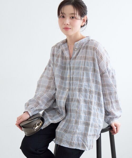 le.coeur blanc / ルクールブラン シャツ・ブラウス | 《WEB限定アイテム》シアーガーゼバックギャザーチェックシャツ | 詳細17