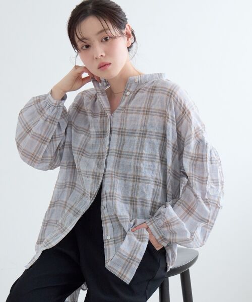 le.coeur blanc / ルクールブラン シャツ・ブラウス | 《WEB限定アイテム》シアーガーゼバックギャザーチェックシャツ | 詳細18