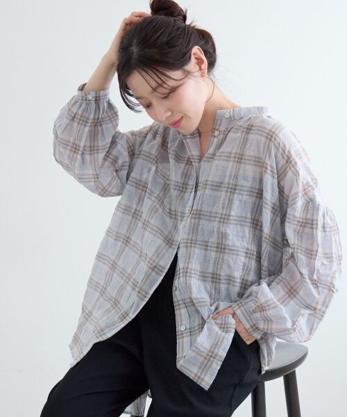 le.coeur blanc / ルクールブラン シャツ・ブラウス | 《WEB限定アイテム》シアーガーゼバックギャザーチェックシャツ | 詳細19