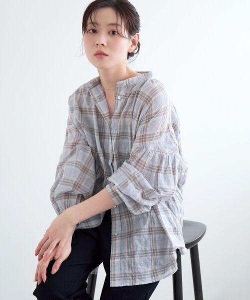 le.coeur blanc / ルクールブラン シャツ・ブラウス | 《WEB限定アイテム》シアーガーゼバックギャザーチェックシャツ | 詳細20
