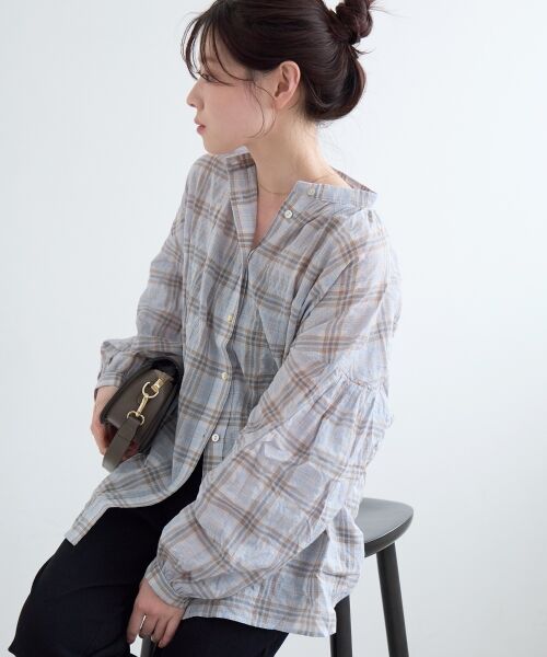 le.coeur blanc / ルクールブラン シャツ・ブラウス | 《WEB限定アイテム》シアーガーゼバックギャザーチェックシャツ | 詳細21