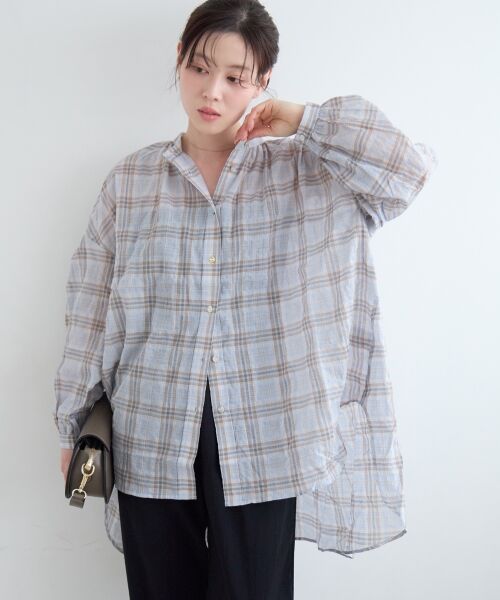 le.coeur blanc / ルクールブラン シャツ・ブラウス | 《WEB限定アイテム》シアーガーゼバックギャザーチェックシャツ | 詳細22