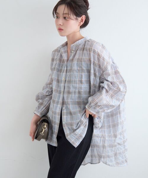 le.coeur blanc / ルクールブラン シャツ・ブラウス | 《WEB限定アイテム》シアーガーゼバックギャザーチェックシャツ | 詳細23