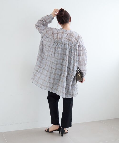 le.coeur blanc / ルクールブラン シャツ・ブラウス | 《WEB限定アイテム》シアーガーゼバックギャザーチェックシャツ | 詳細28