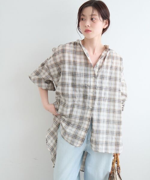 le.coeur blanc / ルクールブラン シャツ・ブラウス | 《WEB限定アイテム》シアーガーゼバックギャザーチェックシャツ | 詳細3