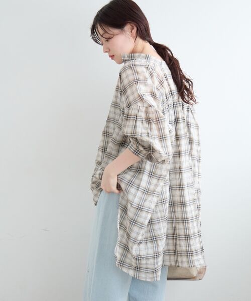 le.coeur blanc / ルクールブラン シャツ・ブラウス | 《WEB限定アイテム》シアーガーゼバックギャザーチェックシャツ | 詳細5