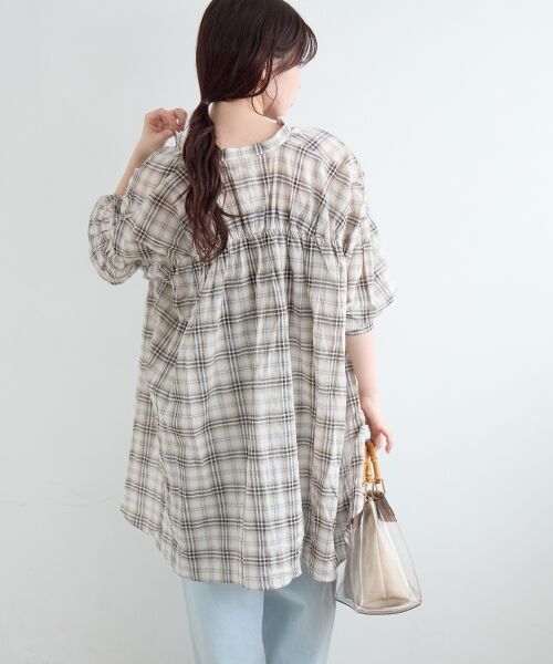 le.coeur blanc / ルクールブラン シャツ・ブラウス | 《WEB限定アイテム》シアーガーゼバックギャザーチェックシャツ | 詳細6