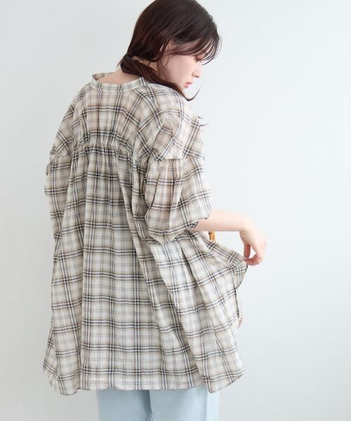 le.coeur blanc / ルクールブラン シャツ・ブラウス | 《WEB限定アイテム》シアーガーゼバックギャザーチェックシャツ | 詳細7