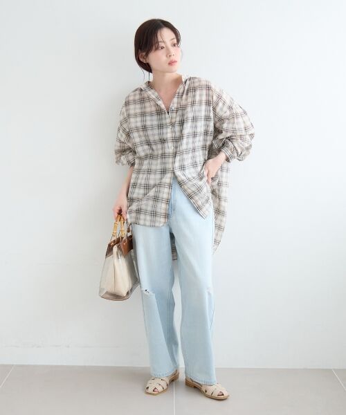 le.coeur blanc / ルクールブラン シャツ・ブラウス | 《WEB限定アイテム》シアーガーゼバックギャザーチェックシャツ | 詳細8