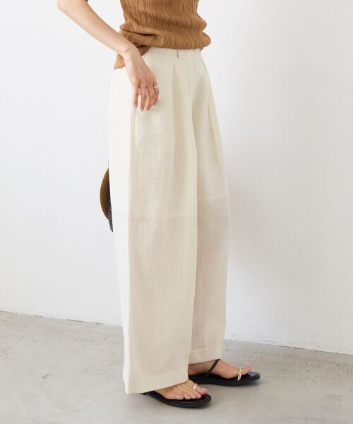 le.coeur blanc / ルクールブラン その他パンツ | vaneumリネンブレンドタックワイドパンツ | 詳細5