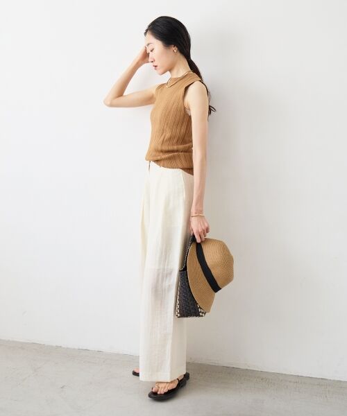 le.coeur blanc / ルクールブラン その他パンツ | vaneumリネンブレンドタックワイドパンツ | 詳細8