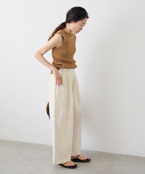 le.coeur blanc / ルクールブラン その他パンツ | vaneumリネンブレンドタックワイドパンツ | 詳細11