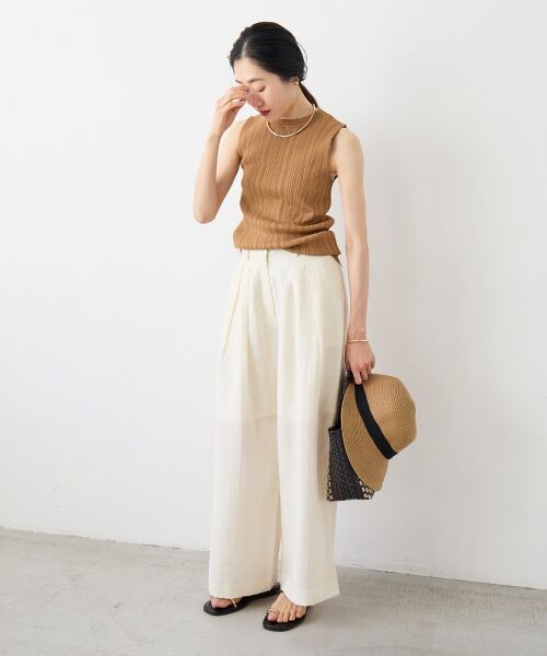 le.coeur blanc / ルクールブラン その他パンツ | vaneumリネンブレンドタックワイドパンツ | 詳細12
