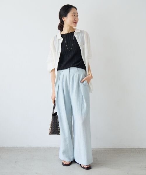 le.coeur blanc / ルクールブラン その他パンツ | vaneumリネンブレンドタックワイドパンツ | 詳細18