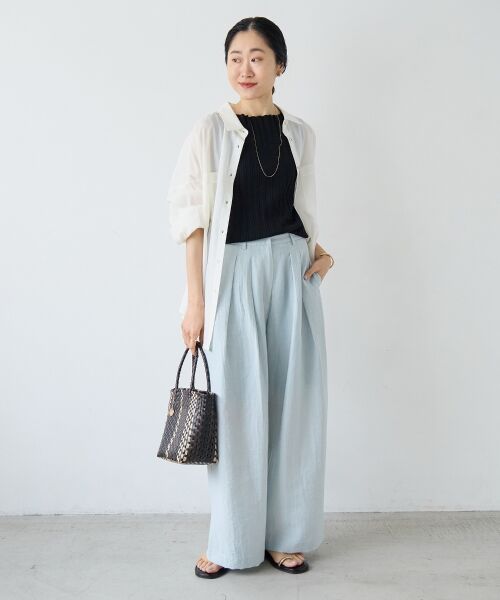 le.coeur blanc / ルクールブラン その他パンツ | vaneumリネンブレンドタックワイドパンツ | 詳細19