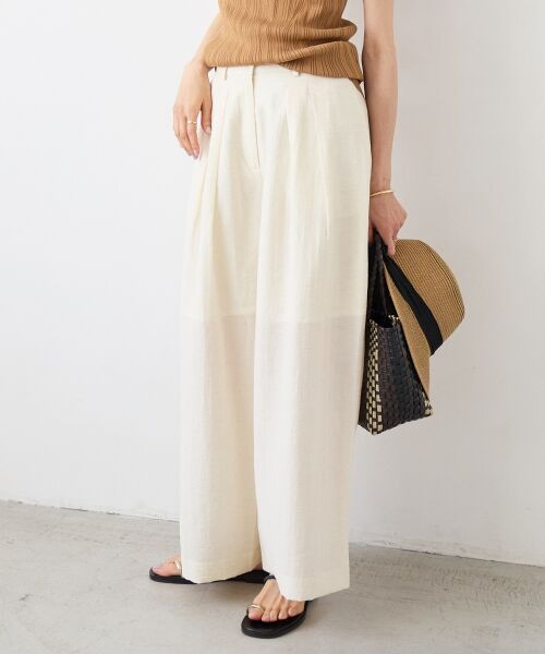 le.coeur blanc / ルクールブラン その他パンツ | vaneumリネンブレンドタックワイドパンツ | 詳細3