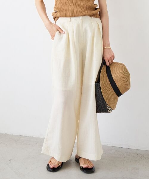 le.coeur blanc / ルクールブラン その他パンツ | vaneumリネンブレンドタックワイドパンツ | 詳細7