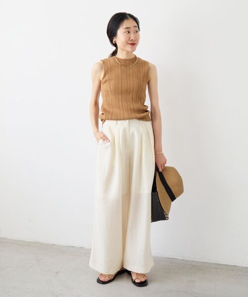 le.coeur blanc / ルクールブラン その他パンツ | vaneumリネンブレンドタックワイドパンツ | 詳細8