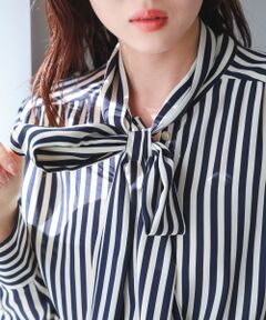 le.coeur blanc / ルクールブラン シャツ・ブラウス | 【日本製】ストライプボウタイブラウス