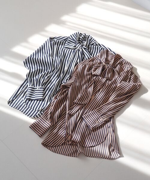 le.coeur blanc / ルクールブラン シャツ・ブラウス | 【日本製】ストライプボウタイブラウス | 詳細12