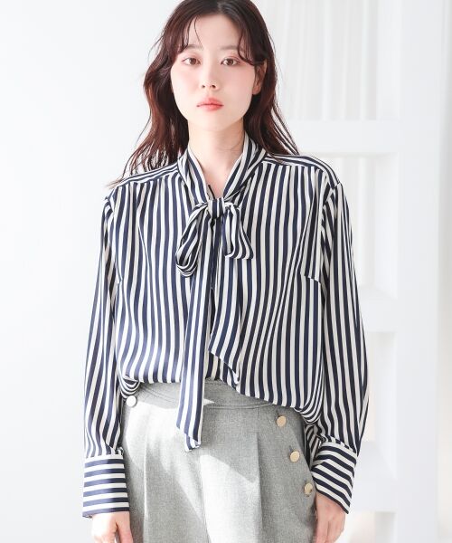 le.coeur blanc / ルクールブラン シャツ・ブラウス | 【日本製】ストライプボウタイブラウス | 詳細2