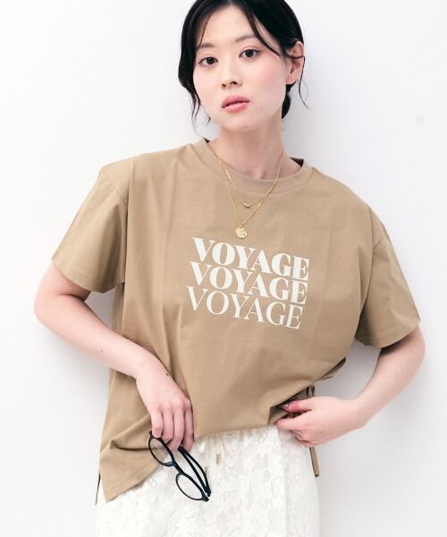 le.coeur blanc / ルクールブラン Tシャツ | VOYAGEフロッキーロゴTシャツ（ベージュ）