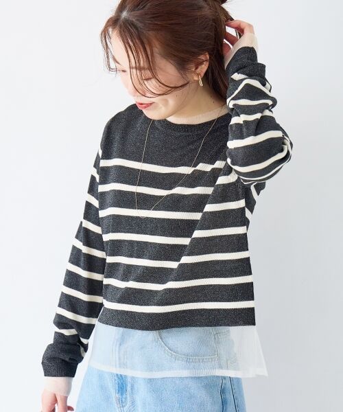 le.coeur blanc / ルクールブラン ニット・セーター | レイヤードライクシアーボーダープルオーバー | 詳細13