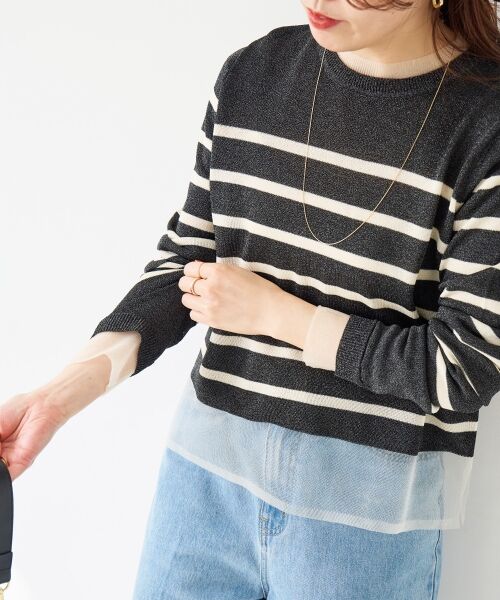 le.coeur blanc / ルクールブラン ニット・セーター | レイヤードライクシアーボーダープルオーバー | 詳細15