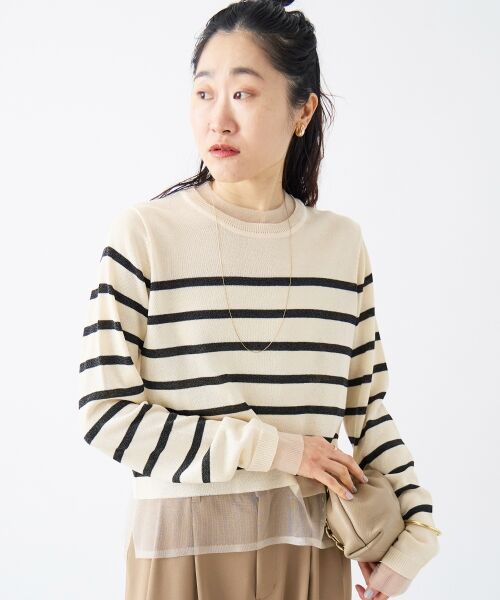 le.coeur blanc / ルクールブラン ニット・セーター | レイヤードライクシアーボーダープルオーバー | 詳細2
