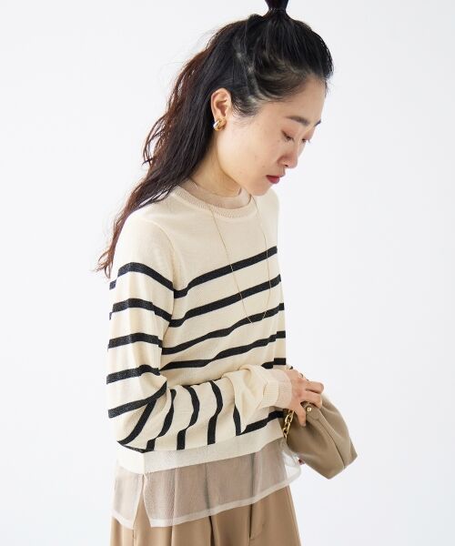 le.coeur blanc / ルクールブラン ニット・セーター | レイヤードライクシアーボーダープルオーバー | 詳細3