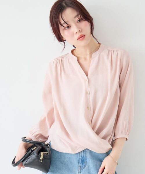 le.coeur blanc / ルクールブラン シャツ・ブラウス | バーボタンカシュクールブラウス（Ｌ／ピンク）