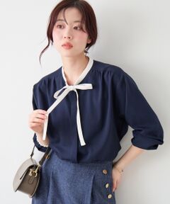le.coeur blanc / ルクールブラン シャツ・ブラウス | 【日本製】バイカラーボウタイブラウス