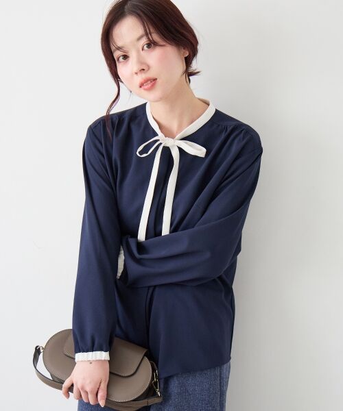 le.coeur blanc / ルクールブラン シャツ・ブラウス | 【日本製】バイカラーボウタイブラウス | 詳細3