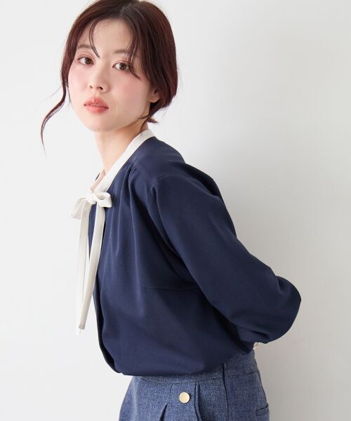le.coeur blanc / ルクールブラン シャツ・ブラウス | 【日本製】バイカラーボウタイブラウス | 詳細5