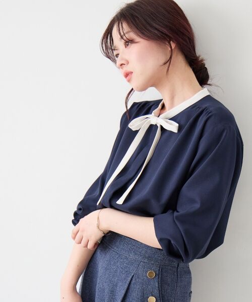 le.coeur blanc / ルクールブラン シャツ・ブラウス | 【日本製】バイカラーボウタイブラウス | 詳細6