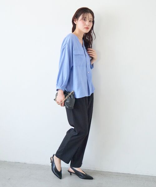 le.coeur blanc / ルクールブラン シャツ・ブラウス | ヴィンテージライクノーカラーブラウス | 詳細10