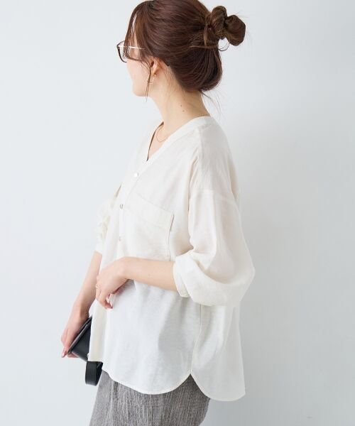 le.coeur blanc / ルクールブラン シャツ・ブラウス | ヴィンテージライクノーカラーブラウス | 詳細14