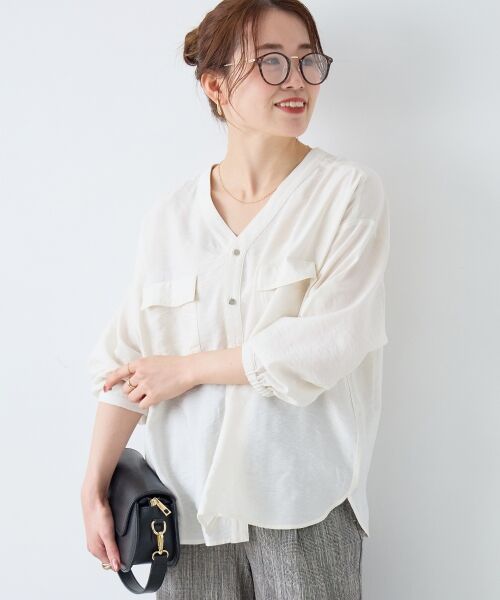 le.coeur blanc / ルクールブラン シャツ・ブラウス | ヴィンテージライクノーカラーブラウス | 詳細17