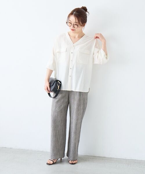 le.coeur blanc / ルクールブラン シャツ・ブラウス | ヴィンテージライクノーカラーブラウス | 詳細18