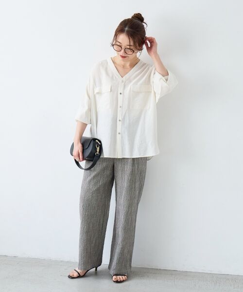 le.coeur blanc / ルクールブラン シャツ・ブラウス | ヴィンテージライクノーカラーブラウス | 詳細22