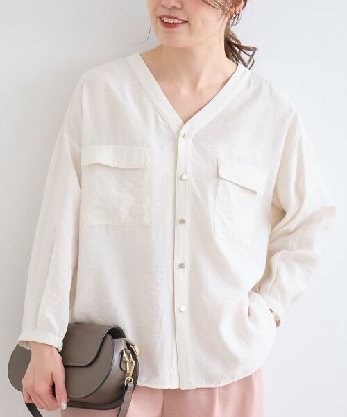 le.coeur blanc / ルクールブラン シャツ・ブラウス | ヴィンテージライクノーカラーブラウス | 詳細26